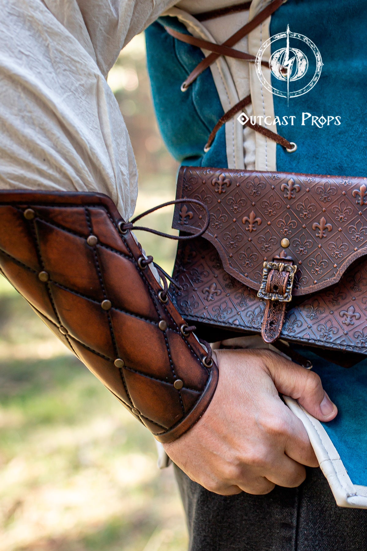 Falken leather bracers for noble costume LARP outfit medieval fantasy accessories for Ren Faire cosplay arm guards for knight character gear