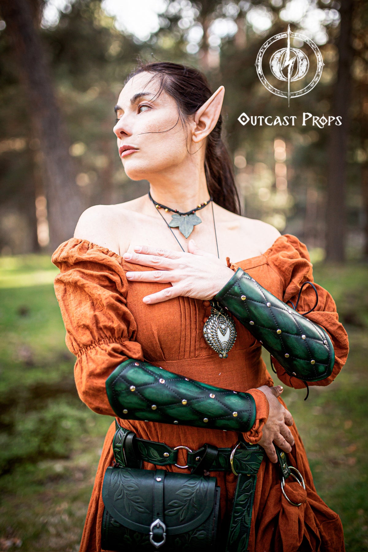Falken leather bracers for noble costume LARP outfit medieval fantasy accessories for Ren Faire cosplay arm guards for knight character gear