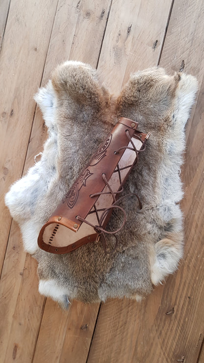 God of war Dragon Viking bracers for larp or Cosplay made of leather to create medieval cosplay or fantasy. Viking warrior.