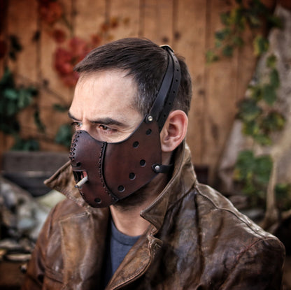 Hannibal Lecter Leather Face Mask horror mask Halloween mask,human muzzle, cannibal mask, cosplay costume or larp