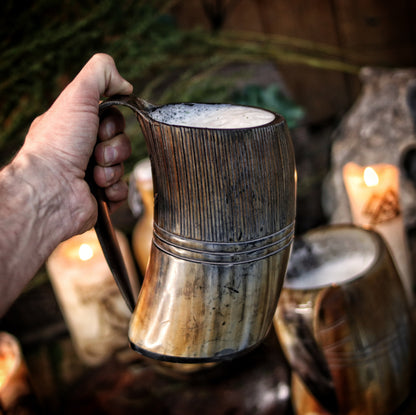 Horn Mug Carved Stripes 800-1200ml