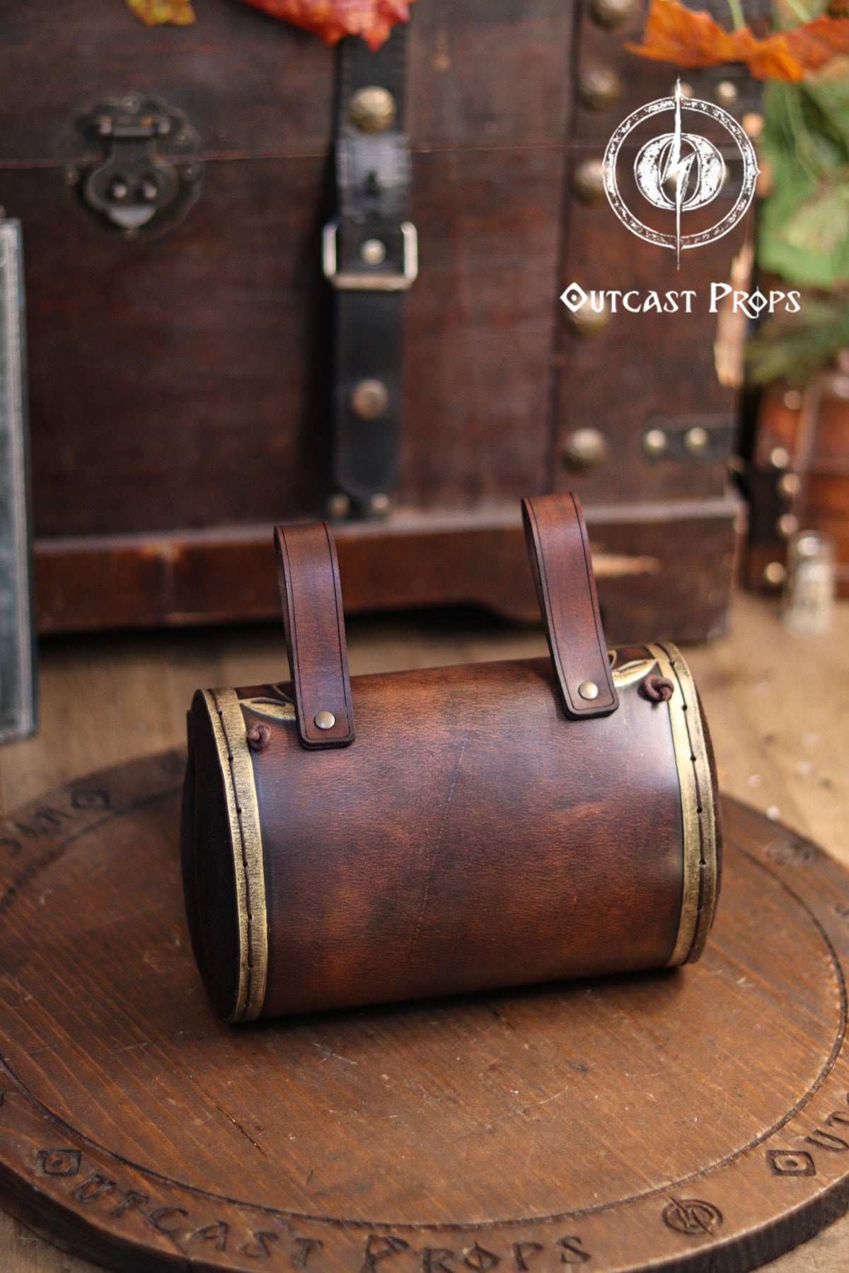 Floral Medieval Leather Hip Bag – Customization: Gold Details & Clasp