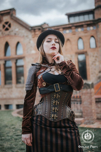 Steampunk Musketeer leather shoulder armor leather pauldron diesel punk wasteland shoulder armor burning man protect Dystopian  larp