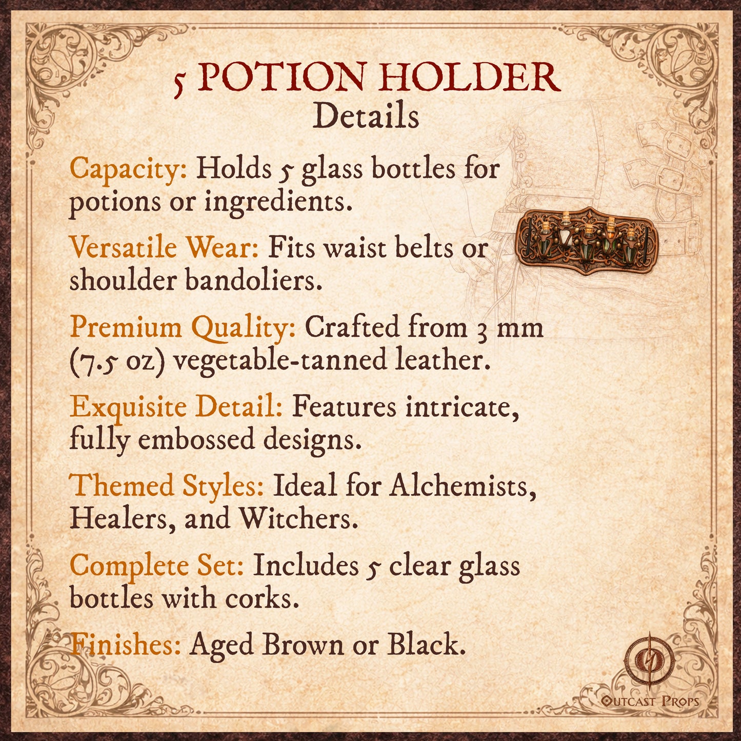 Ornated 5 potion holder
