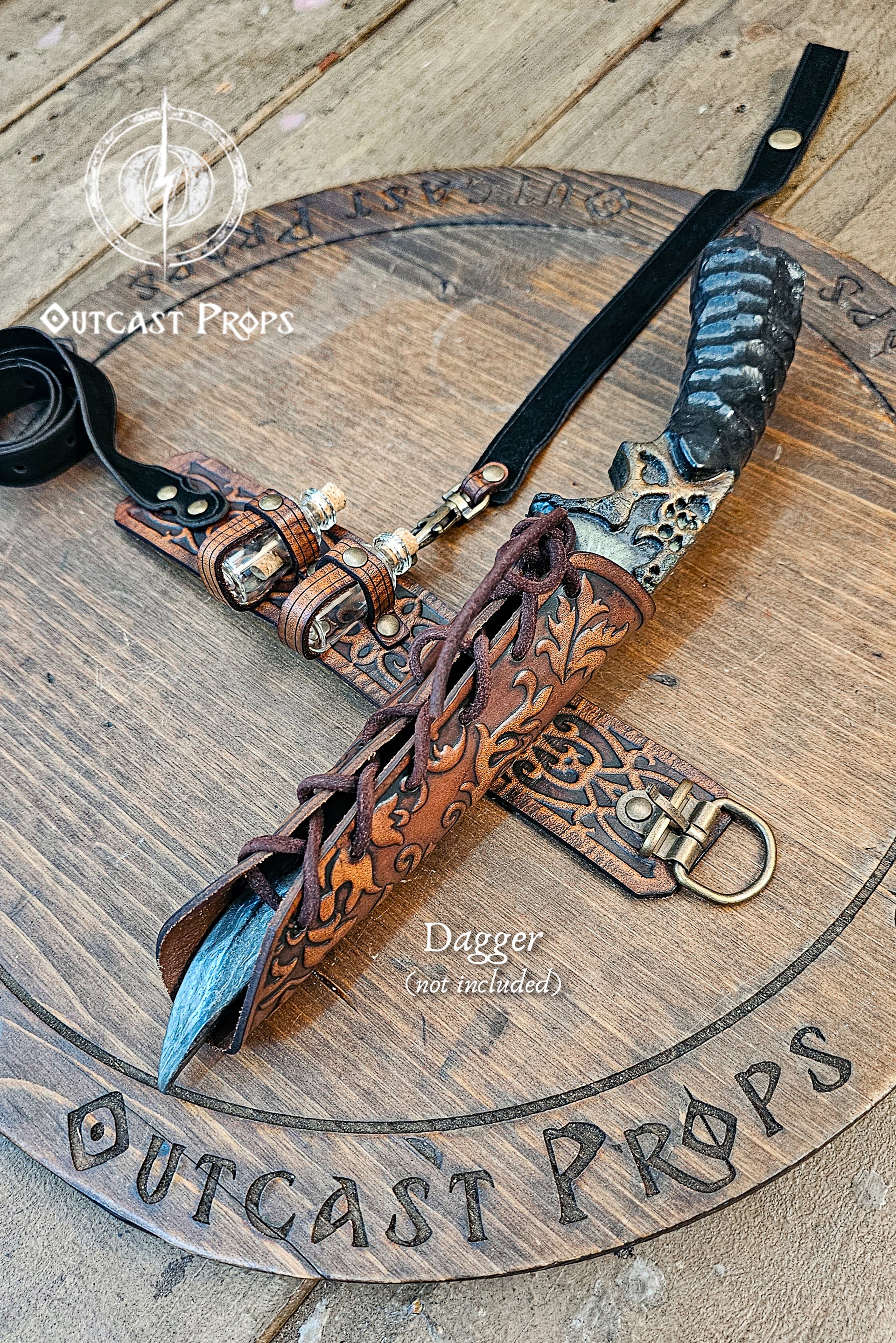 Leather Ornate Dagger Garter Holster Outcast Props Leather Ornate Dagger Garter Holster Outcast Props