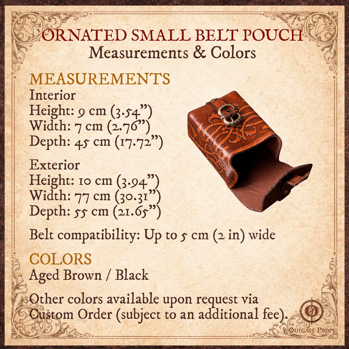 Ornated Tobacco Pouch Small Leather Bag