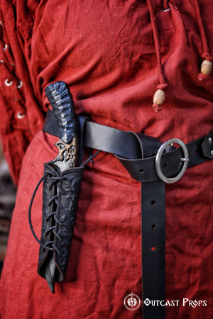 Handmade leather dagger sheath | Ornate LARP scabbard | Viking, medieval, fantasy belt holster for daggers | Ren Faire cosplay accessory
