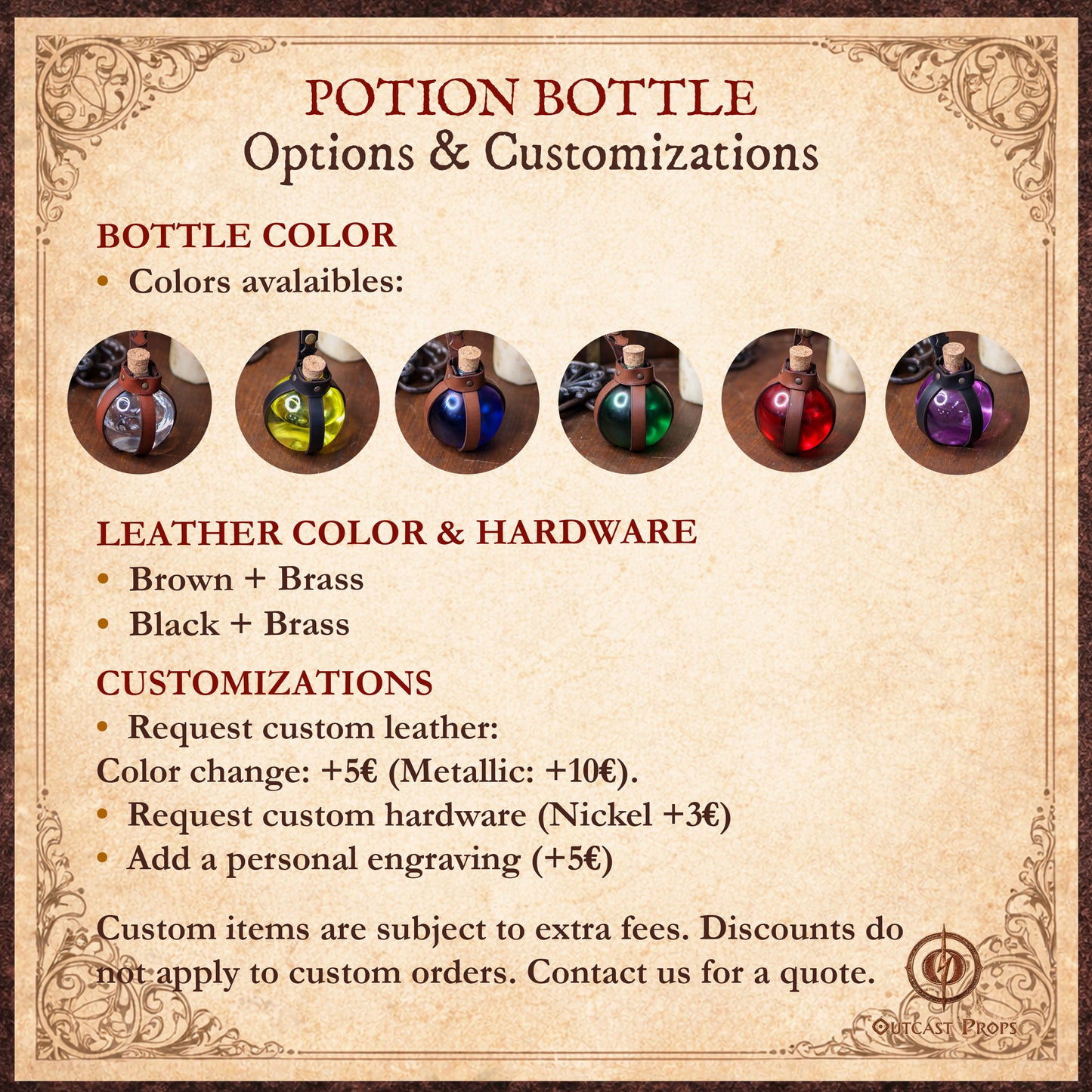 Potion Bottle with Leather Holder - No crystal