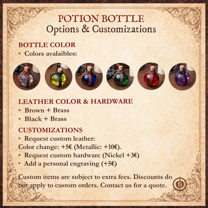 Potion Bottle with Leather Holder - No crystal