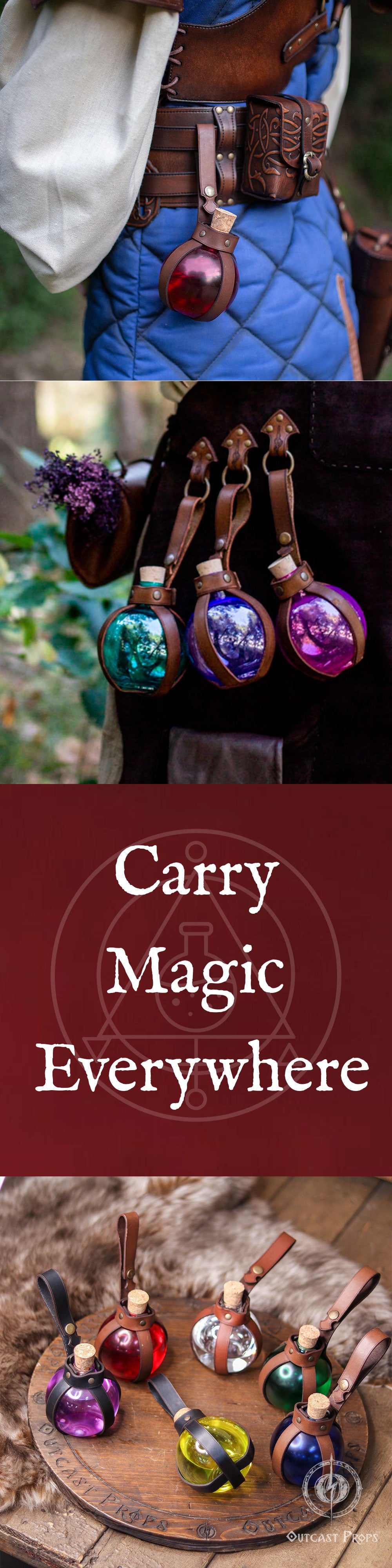 Potion Bottle with Leather Holder - No crystal