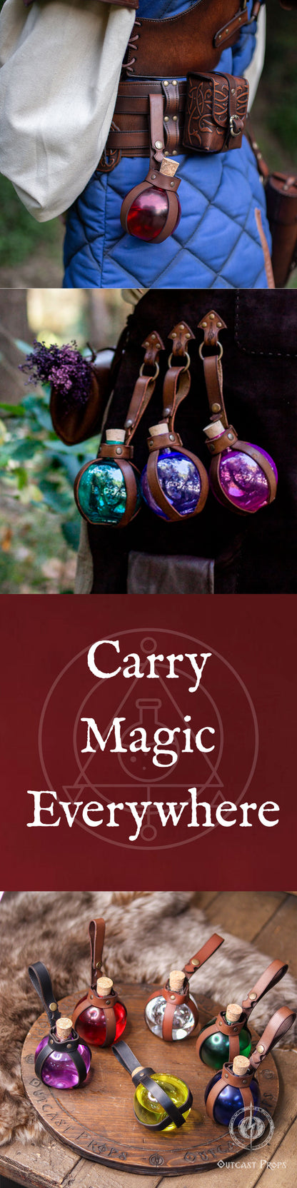 Potion Bottle with Leather Holder - No crystal