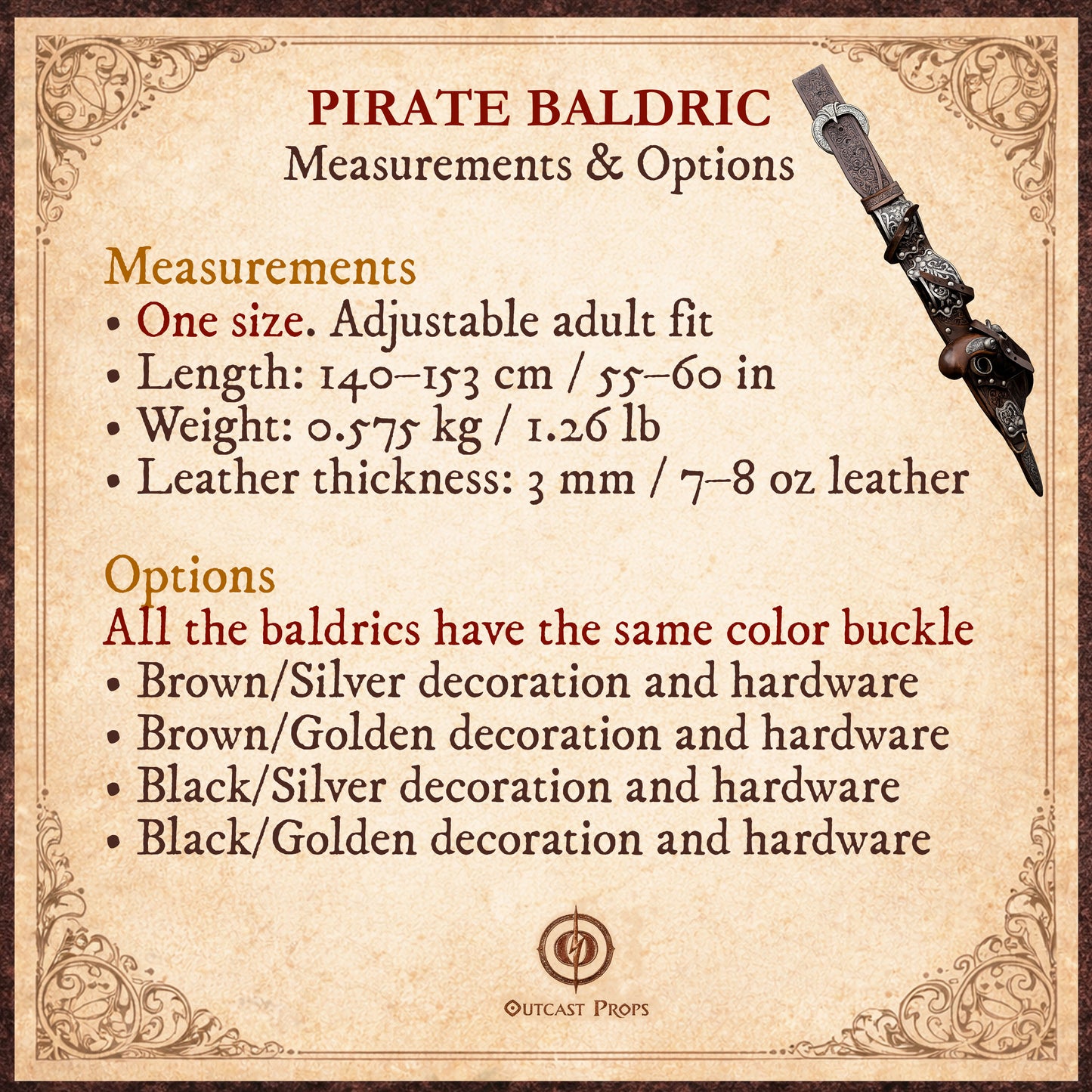 Rackham Pirate Flintlock Baldric