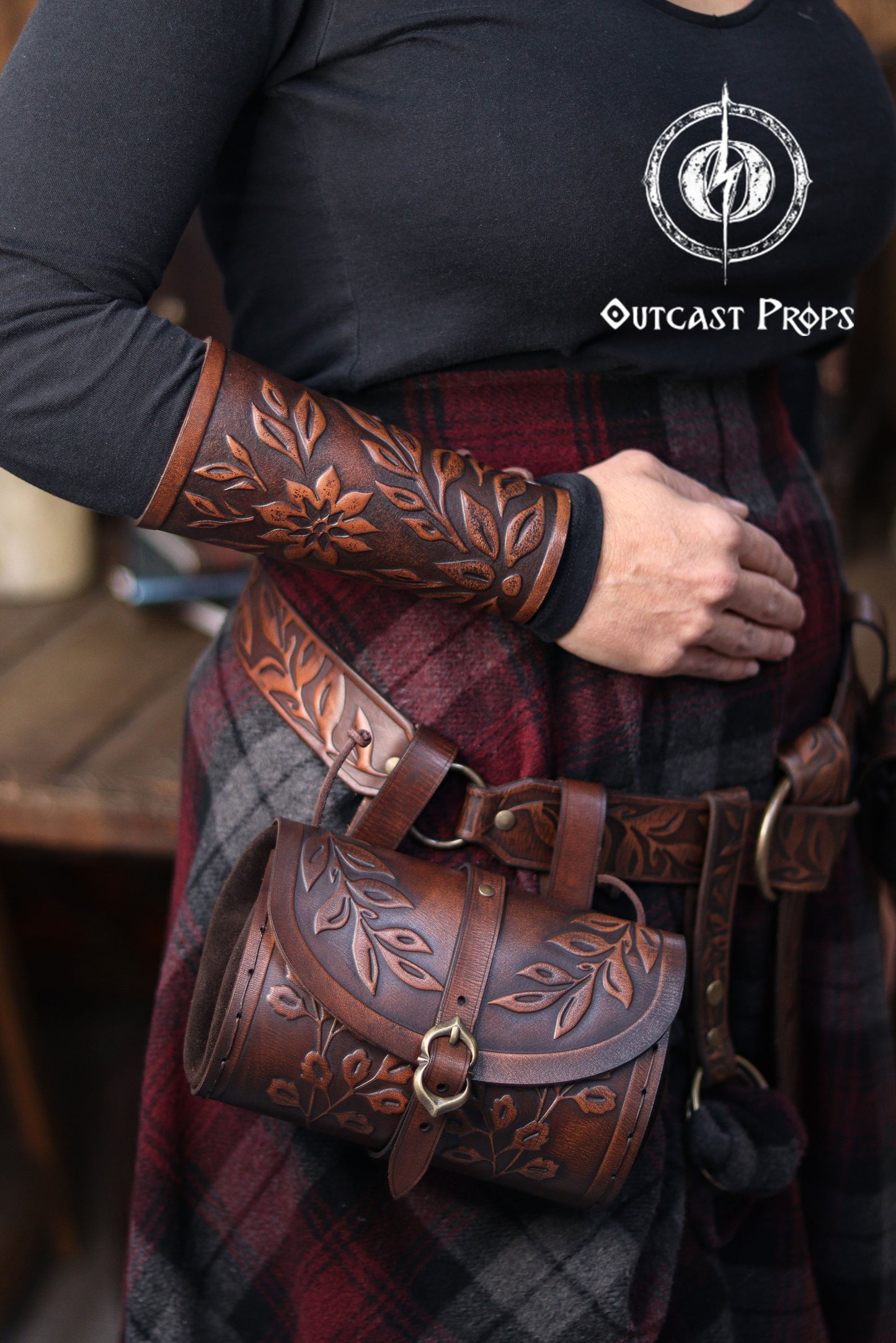 Floral Leather Bracer