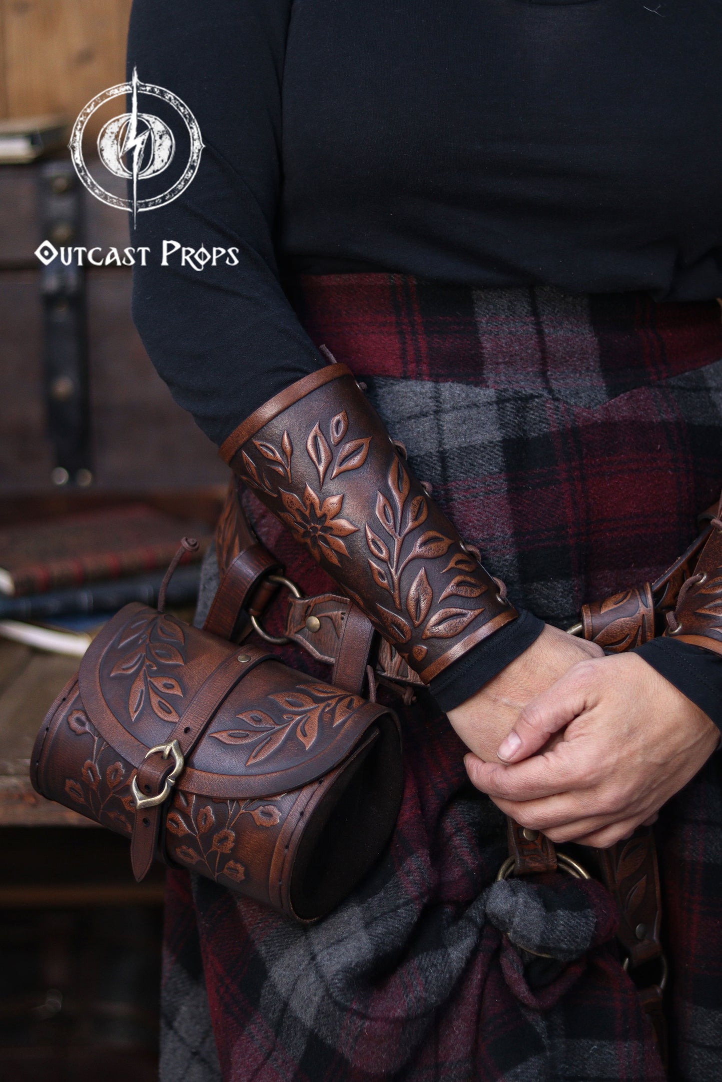 Floral Leather Bracer