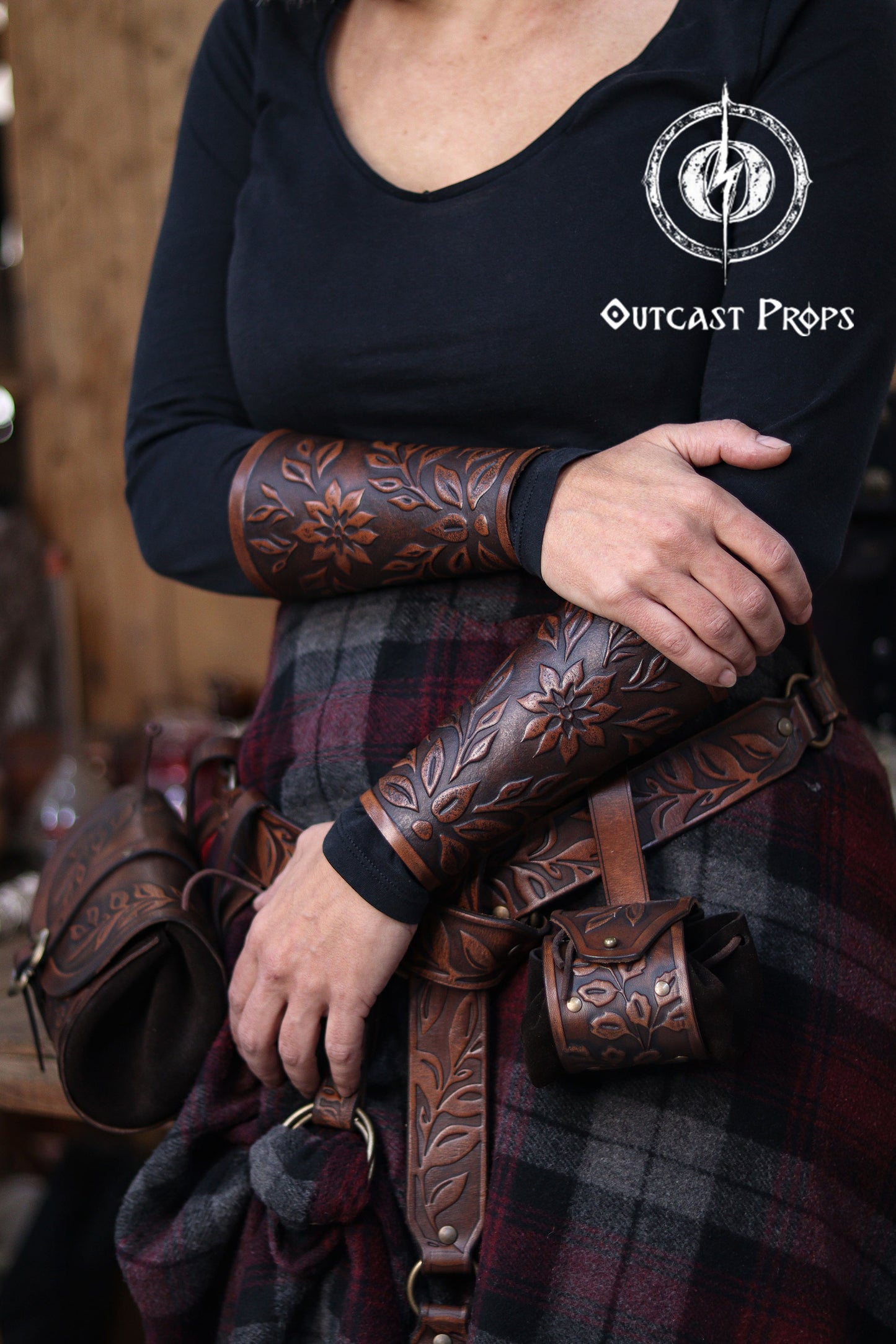 Floral Leather Bracer