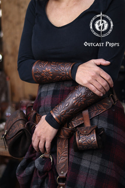 Floral Leather Bracer