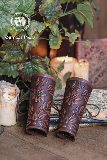 Floral Leather Bracer