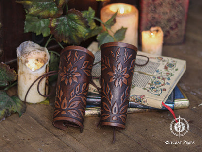 Floral Leather Bracer