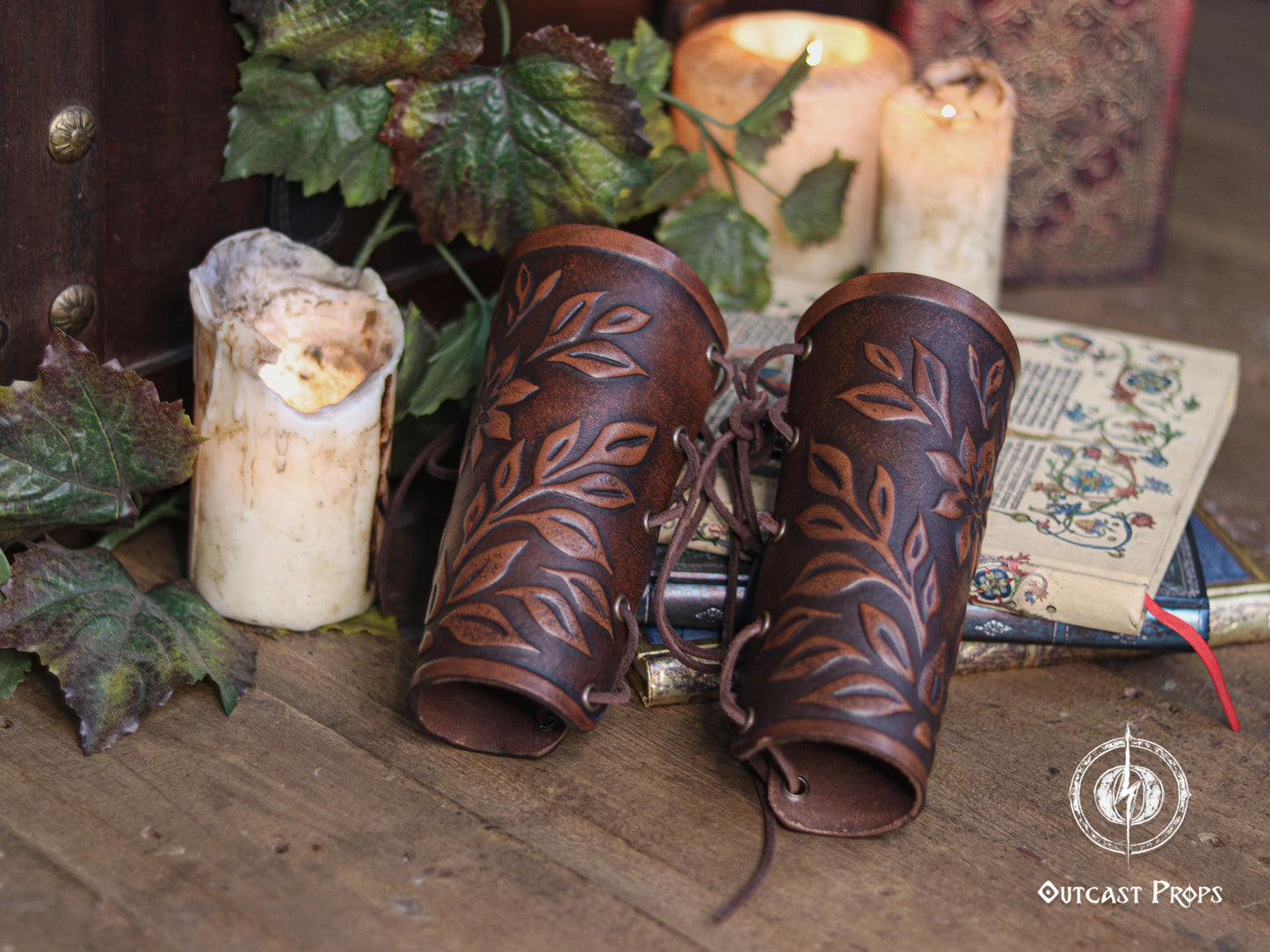 Floral Leather Bracer