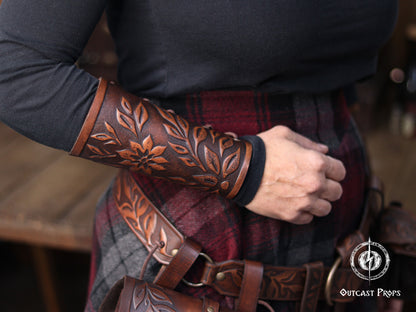 Floral Leather Bracer