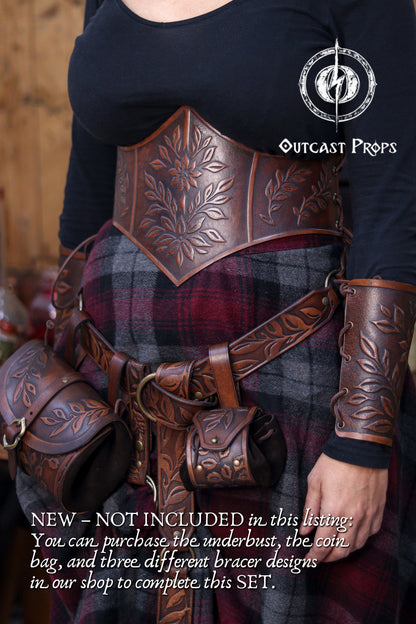 Renaissance Fair Set Gift Belt Hip Bag and Skirt Hikes Ren Faire Medieval Set Fantasy Gift Belt Accessories for LARP Cosplay Outfit Floral