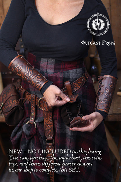 Renaissance Fair Set Gift Belt Hip Bag and Skirt Hikes Ren Faire Medieval Set Fantasy Gift Belt Accessories for LARP Cosplay Outfit Floral