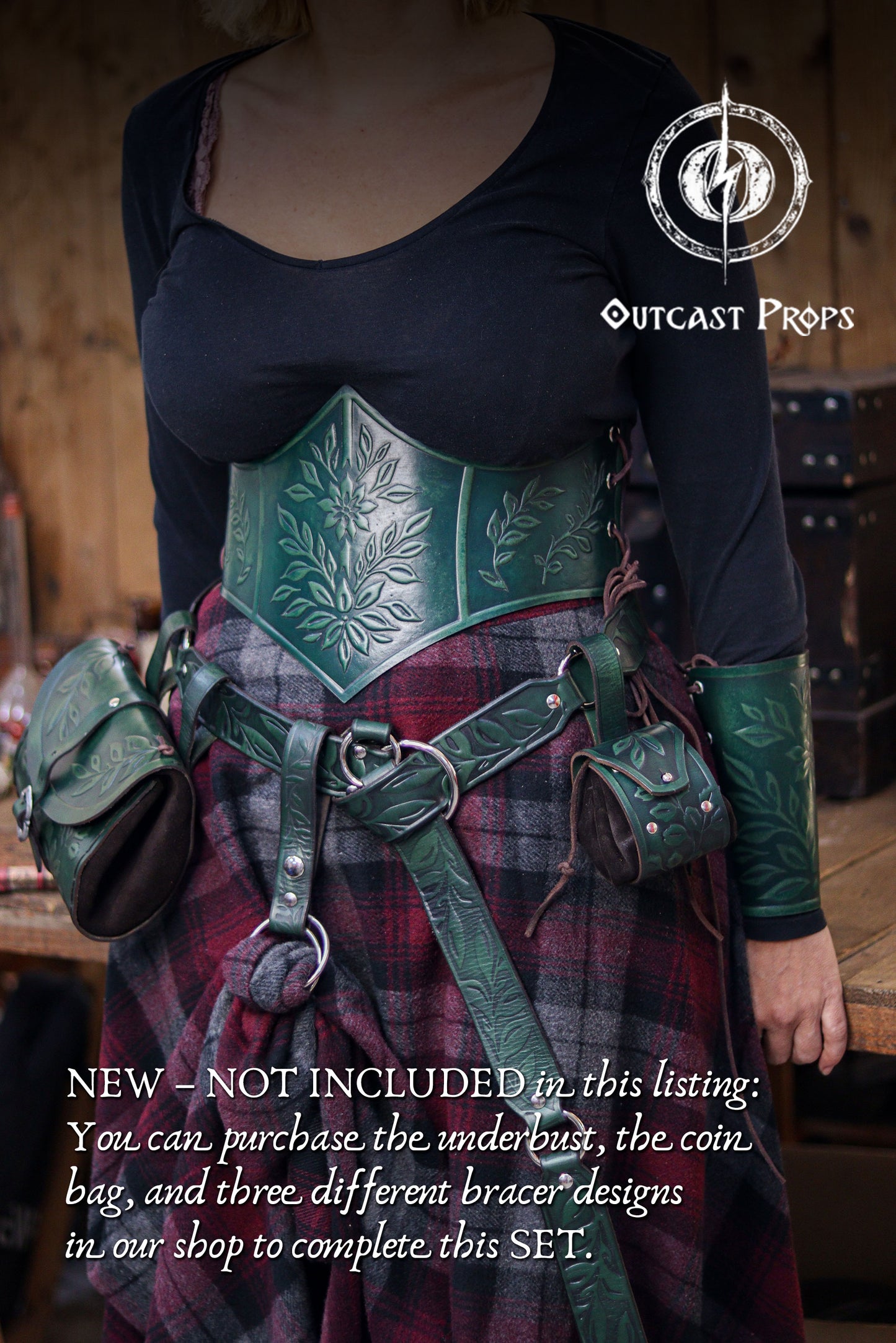 Renaissance Fair Set Gift Belt Hip Bag and Skirt Hikes Ren Faire Medieval Set Fantasy Gift Belt Accessories for LARP Cosplay Outfit Floral