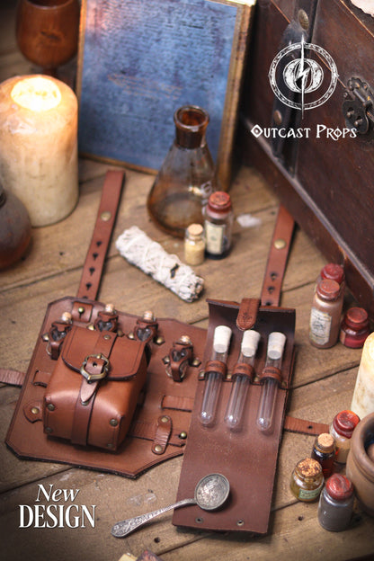 Leather Leg Harness Potion Holster: Alchemist LARP Steampunk Costume Accessory for Witch Herbologist