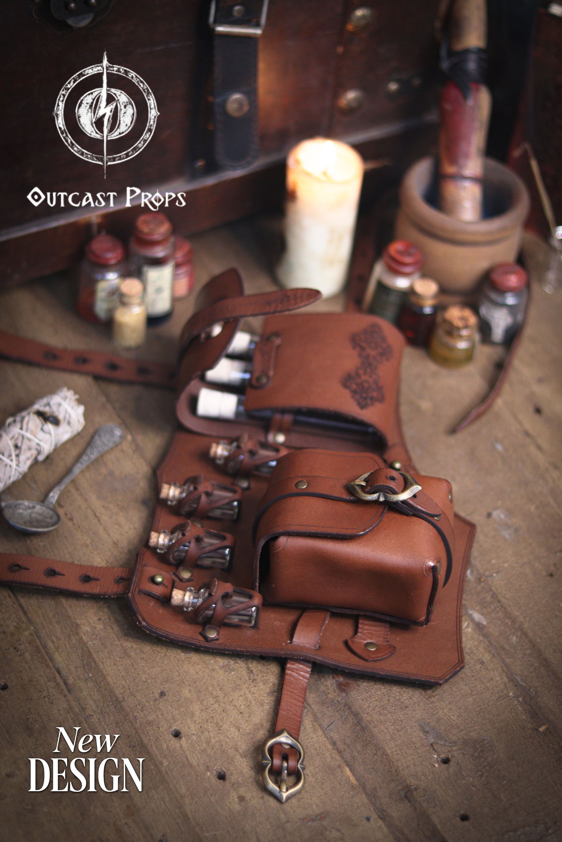 Leather Leg Harness Potion Holster: Alchemist LARP Steampunk Costume Accessory for Witch Herbologist