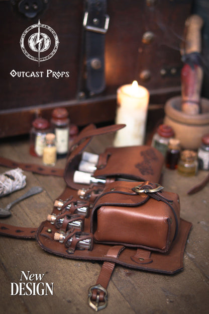 Leather Leg Harness Potion Holster: Alchemist LARP Steampunk Costume Accessory for Witch Herbologist