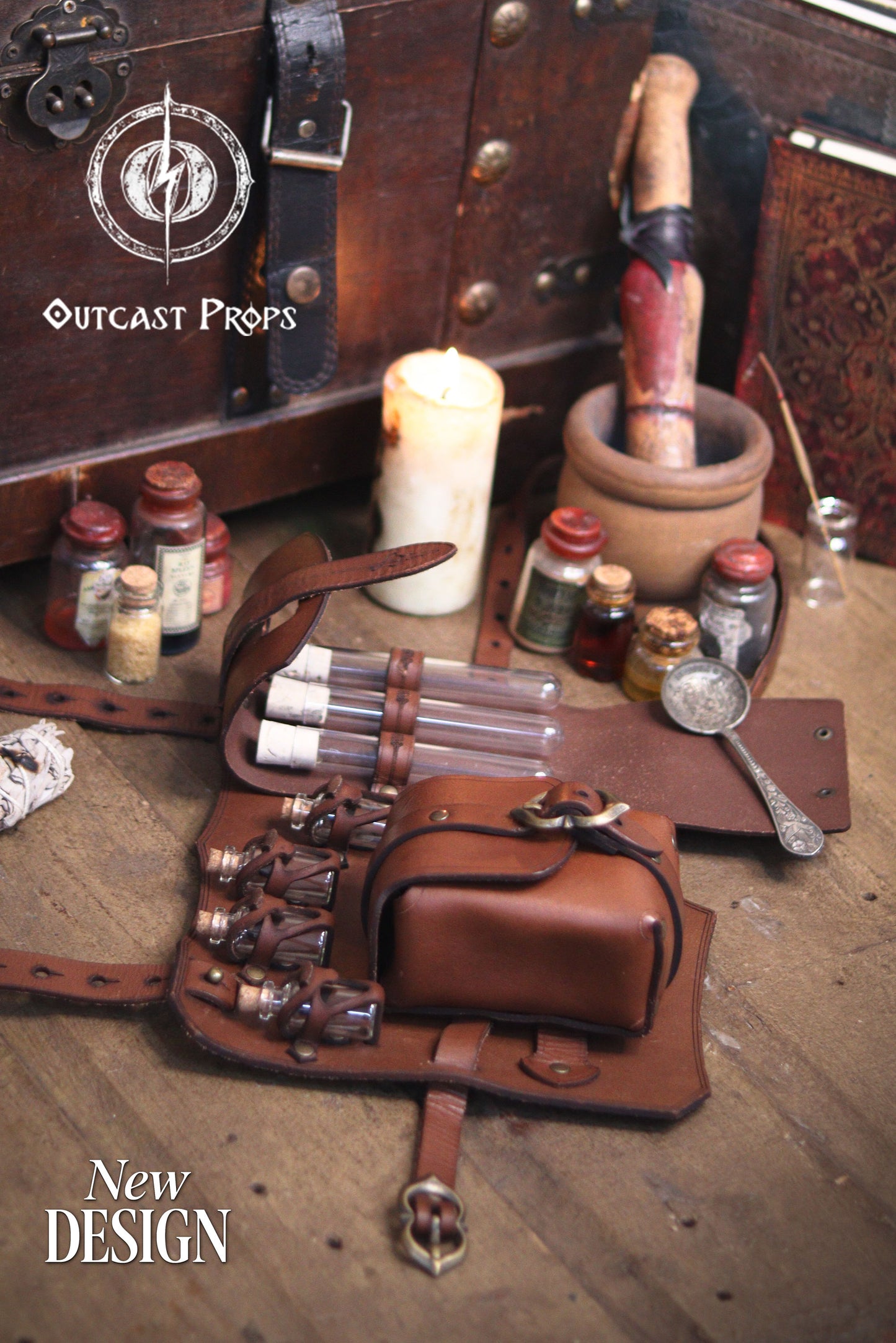 Leather Leg Harness Potion Holster: Alchemist LARP Steampunk Costume Accessory for Witch Herbologist