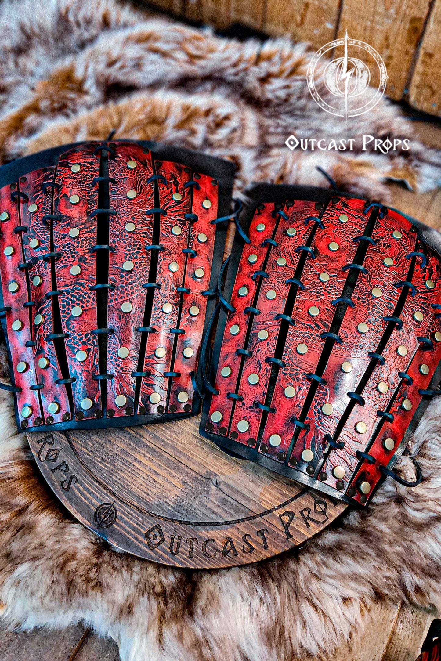 Samurai Dragon Leather Greaves