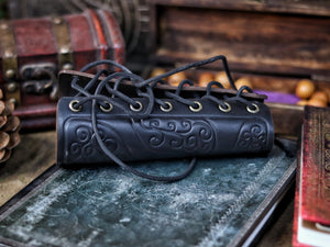 Shadowbinder bracer for mages & wizards, sorcerer vambarce for larp costume and wizardry cosplay leather witchcraft handmade