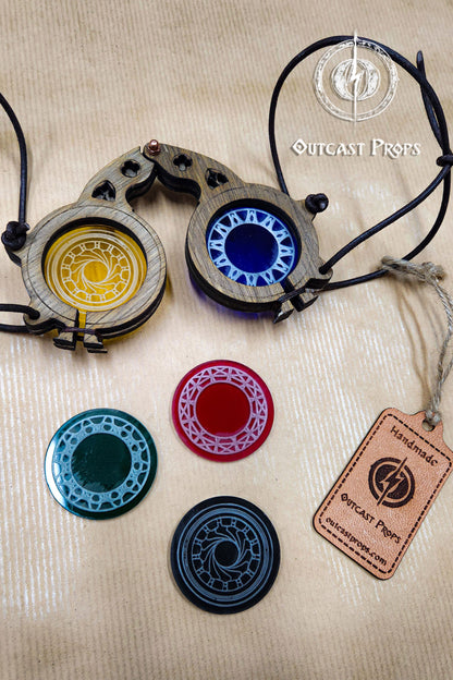 Steampunk goggles eyewear alchemist larp glasses steampunk accessories medieval glasses wood goggles fantasy costume gear set prop