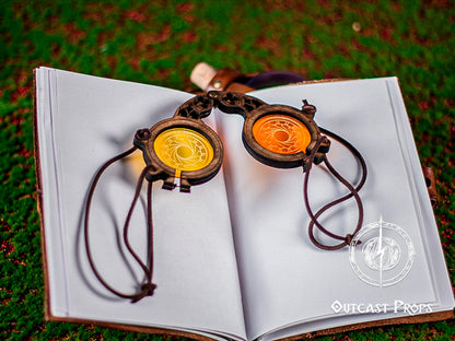 Steampunk goggles eyewear alchemist larp glasses steampunk accessories medieval glasses wood goggles fantasy costume gear set prop