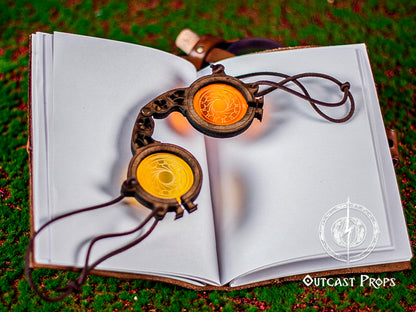 Steampunk goggles eyewear alchemist larp glasses steampunk accessories medieval glasses wood goggles fantasy costume gear set prop