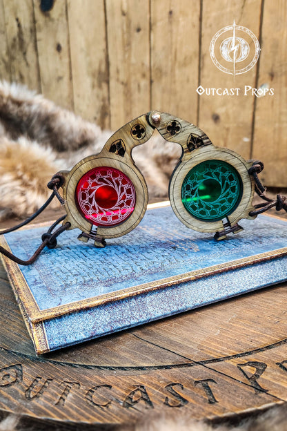 Steampunk goggles eyewear alchemist larp glasses steampunk accessories medieval glasses wood goggles fantasy costume gear set prop