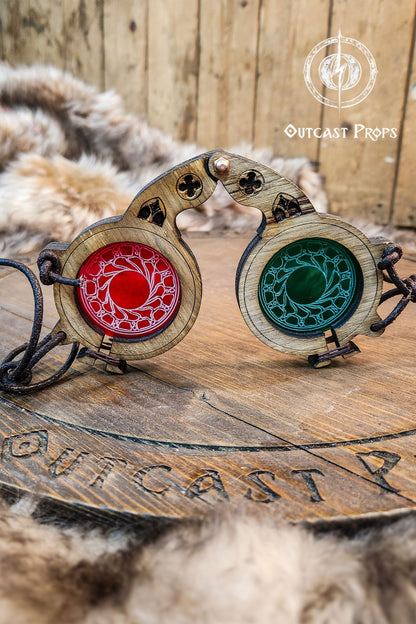 Steampunk goggles eyewear alchemist larp glasses steampunk accessories medieval glasses wood goggles fantasy costume gear set prop