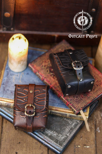Ornated Tobacco Pouch Small Leather Bag