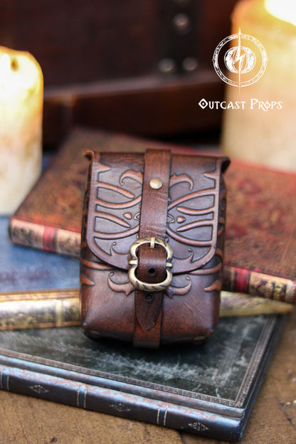 Ornated Tobacco Pouch Small Leather Bag
