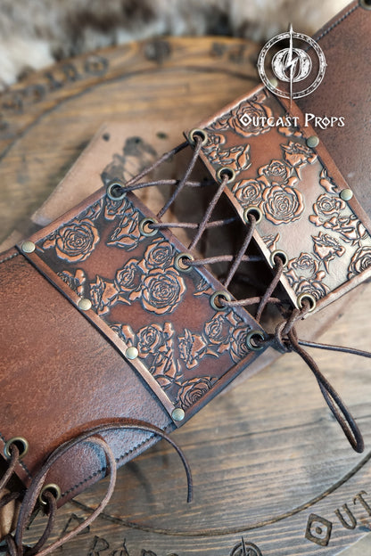 Underbust Roses Leather