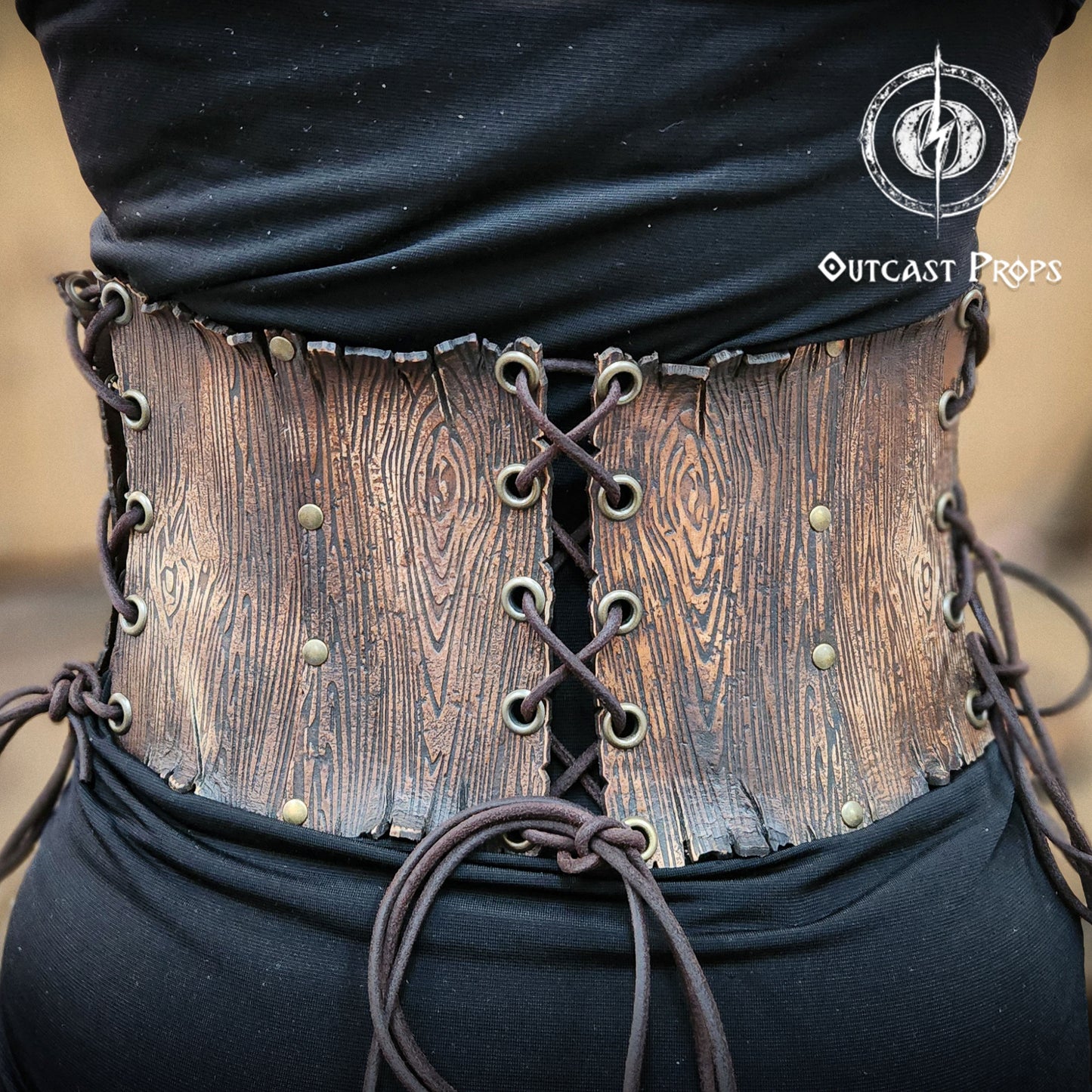 Underbust Wood Leather Corset
