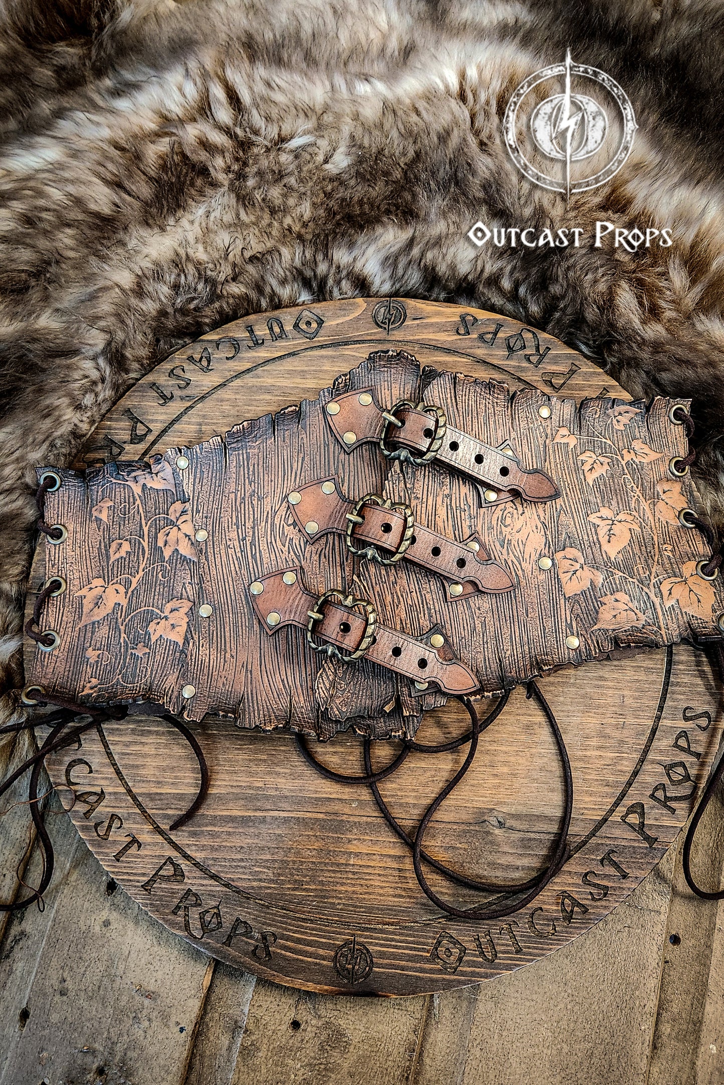 Underbust Wood Leather Corset