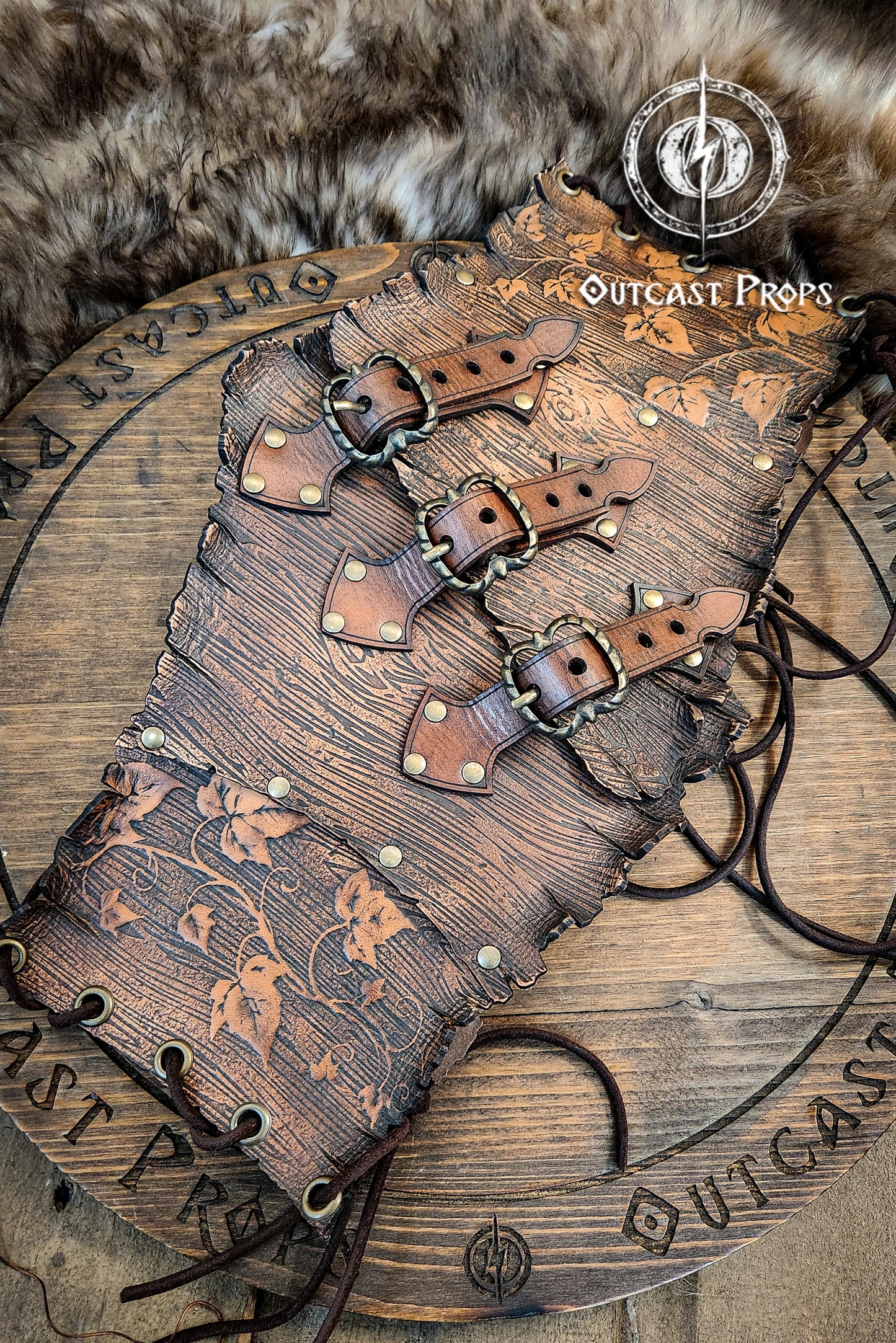 Underbust Wood Leather Corset