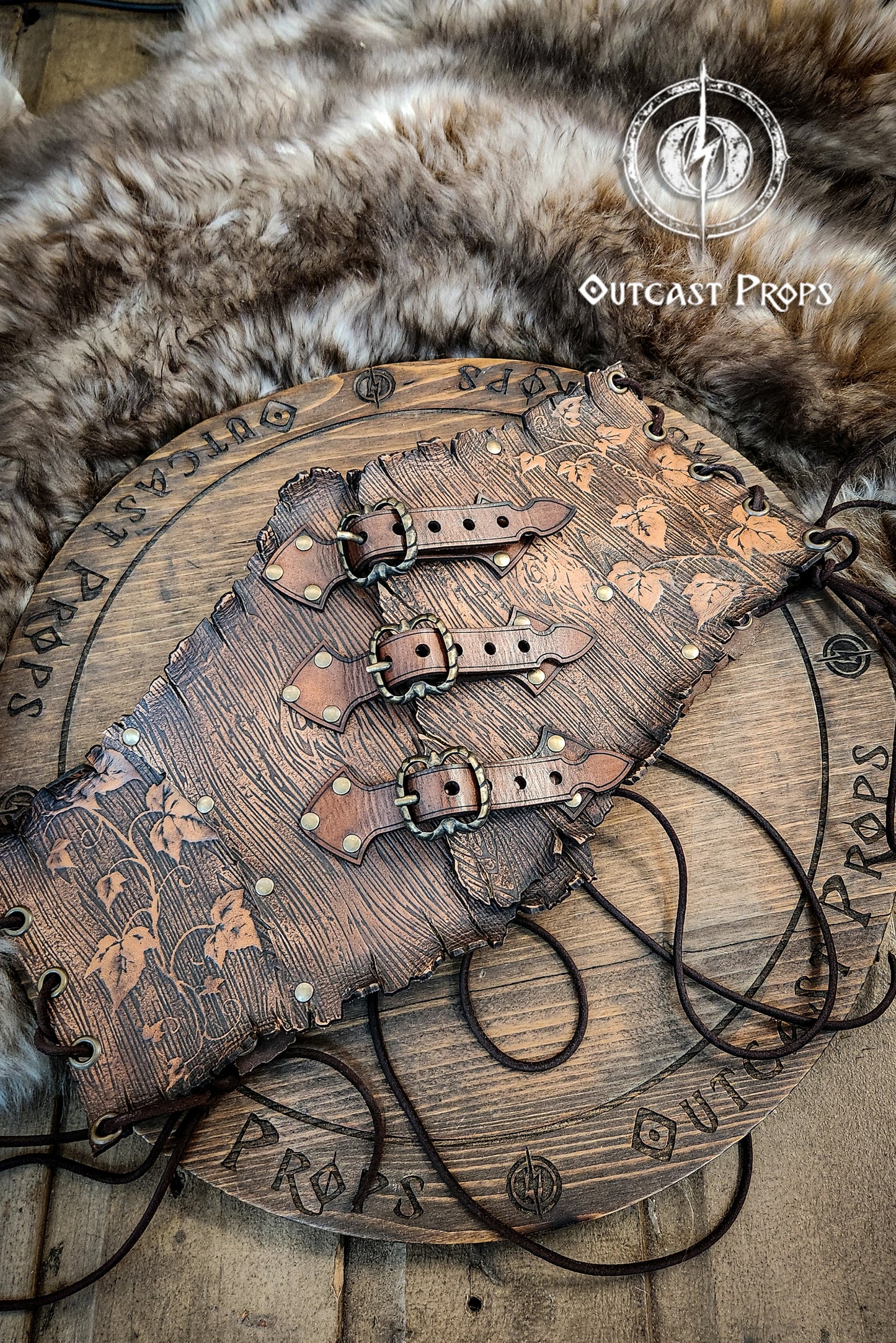 Underbust Wood Leather Corset