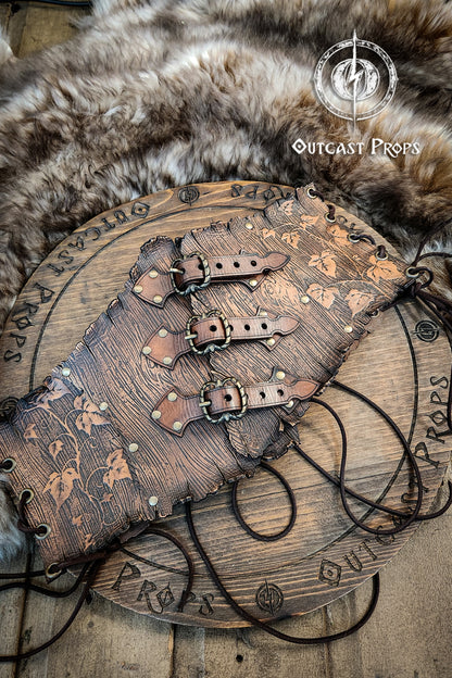 Underbust Wood Leather Corset