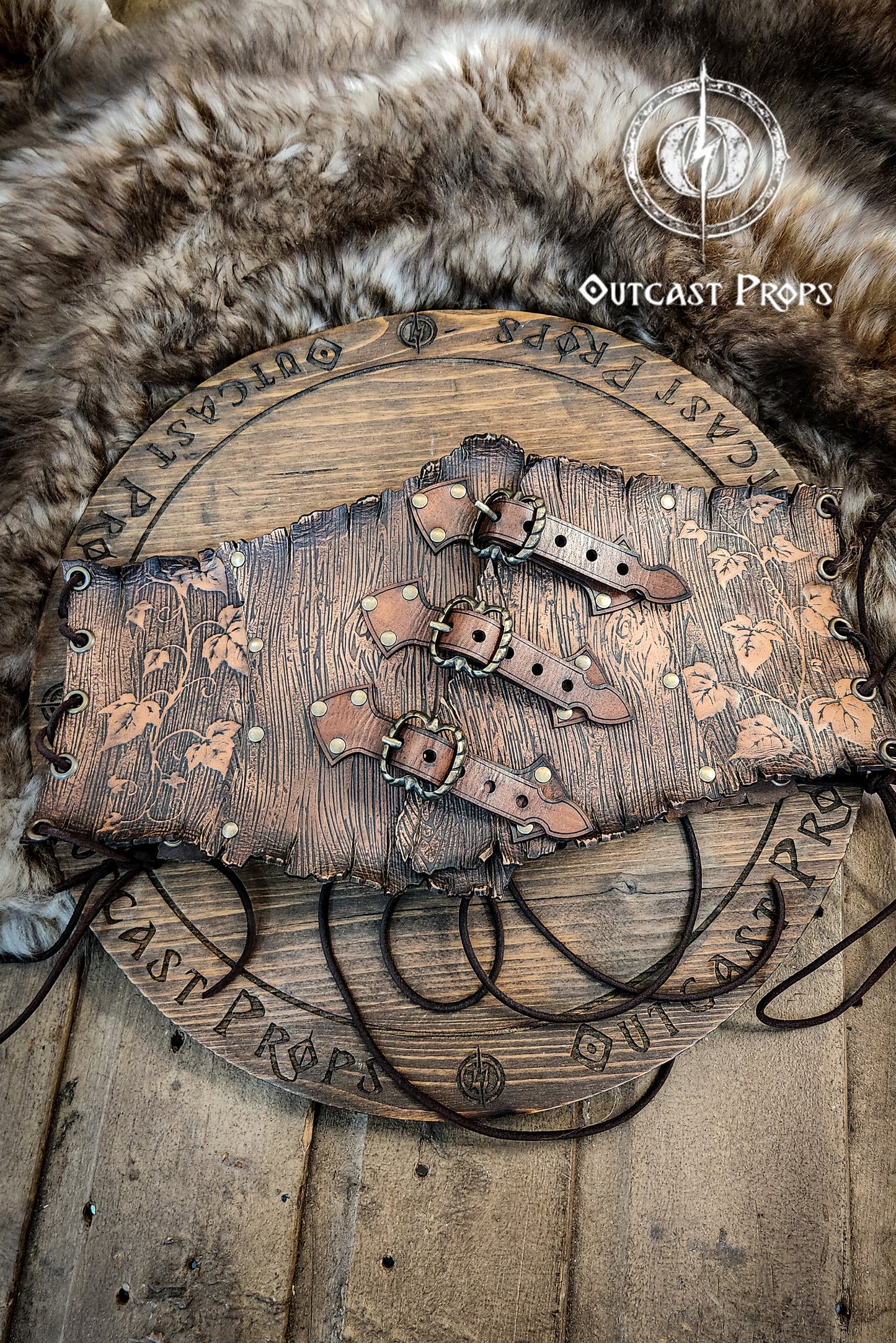 Underbust Wood Leather Corset