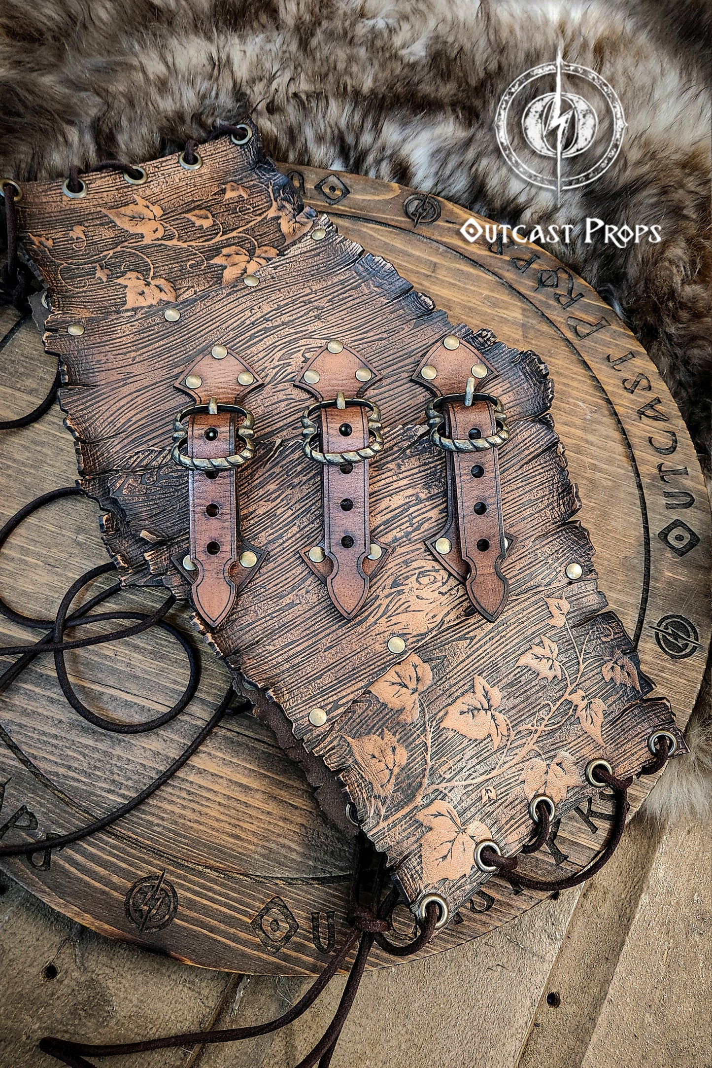 Underbust Wood Leather Corset