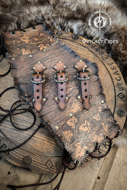 Underbust Wood Leather Corset