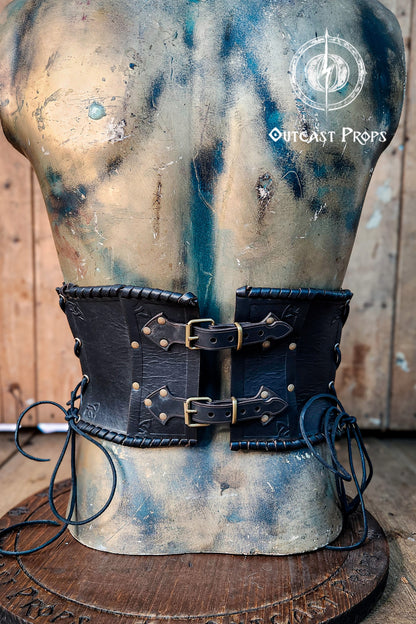 Celtic Dragon Leather Underbust Armor Belt for Viking LARP Costume - Women's Warrior Cosplay Accessory